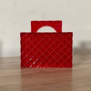 LALA LEXA GEMMA HANDLE CLUTCH - STRAWBERRY